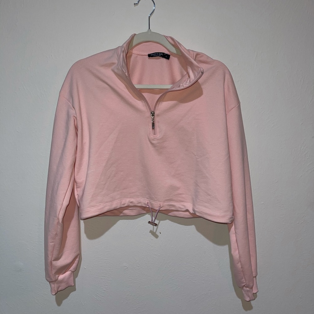nasty gal - pink crop top sweatshirt - SIZE LARGE